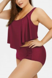 Wine Red Sexy Fashion Plus Size Swimsuit Set