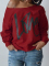 Orange Leisure Round Neck Long Sleeves Letters Printing Pullover
