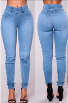 Baby Blue Casual High Waist Jeans