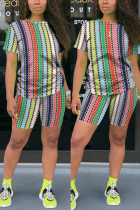 Striped Fashion Casual Printed Sports Two-piece Set