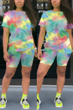 Green Fashion Casual Printed Sports Two-piece Set
