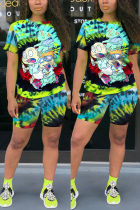 Multicolor Fashion Casual Printed Sports Two-piece Set
