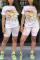 Pink Fashion Casual Printed Sports Two-piece Set