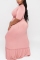 Pink Sexy Temperament Large Size Knit Round Neck Dress