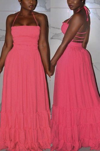 Pink Fashion Sexy Loose Suspender Dress