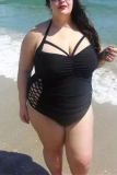 Black Sexy Plus Size One-piece Swimsuit