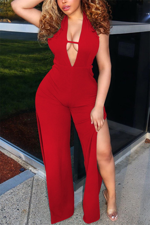 Red Sexy Fashion Sleeveless Backless Jumpsuit