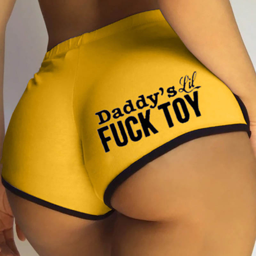 Yellow Sexy Print Letter Sports