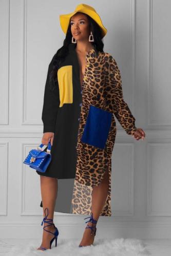 Yellow adult Street Fashion Shirt sleeves Long Sleeves Half-Open collar Asymmetrical Mid-Calf Pri