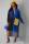 Blue adult Street Fashion Shirt sleeves Long Sleeves Half-Open collar Asymmetrical Mid-Calf Pri