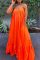 Orange Sexy Casual Solid Backless Spaghetti Strap Loose Sling Dress