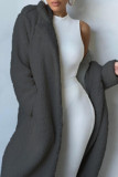 Khaki Fashion Casual Turndown Collar Long Sleeve Solid Color Coat