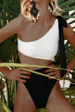 Black White Sexy Patchwork With Bow Swimwears