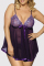 Purple Fashion Sexy Solid See-through Backless Lingerie
