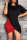 Red Black Fashion Casual Solid Asymmetrical O Neck Short Sleeve Dress