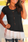 Black Fashion Casual Solid Patchwork O Neck Tops