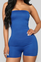 Blue Sexy Fashion Sleeveless Strapless Romper