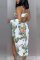 White Sexy Printed Bikini Three-piece Swimwear