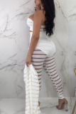White Sexy Hollow-out Three-piece Pants Set