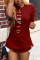 Red Fashion Casual Printed Short-sleeved T-shirt Top