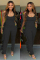 Black Fashion Sexy Fluorescent Asymmetrical Solid Polyester Sleeveless Slip  Jumpsuits