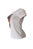 White O Neck Short Sleeve Print