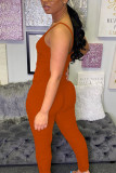Orange Sexy Fashion Patchwork Solid Sleeveless Slip 
