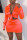 Orange Sexy Long Sleeve Top Short Skirt Set