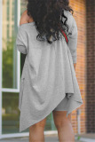 Grey Casual Solid Asymmetrical One Shoulder Plus Size