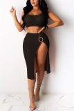 Black Sexy Perspective Vest Beach Skirt Set