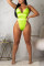 Fluorescent green Polyester Solid Hooded Out Two Piece Suits Patchwork perspective Mesh Sexy Fashion 