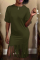 Army Green Sexy Solid Tassel O Neck A Line Dresses