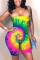 Yellow Sexy Fashion Tie-dyed Coloured drawing bandage Polyester Sleeveless Wrapped  Rompers