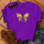 Purple Fashion Casual Print O Neck Tops