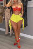 Yellow Fashion Sexy Fitted Denim Shorts