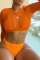 Orange Sexy Solid Mesh Swimwears
