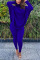 Blue Fashion Casual Adult Solid Split Joint Turtleneck Batwing Sleeve Two Pieces