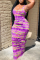 Purple Sexy Patchwork Tie-dye U Neck Pencil Skirt Dresses