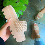Cream White Fashion Street Patchwork Opend Out Door Shoes