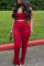 Rose Red Sexy Fashion Trousers Sports Two-piece Set