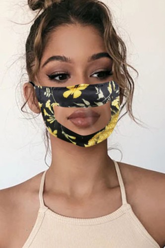 Yellow Casual Street Print Mask