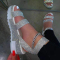 Silver Casual Street Patchwork Hot Drill Opend Out Door Shoes