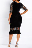 Black Fashion Sexy Sequin See-through Skinny Bodycon Dress