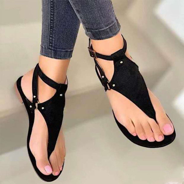 Black Casual Hollowed Out Round Out Door Shoes