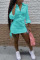 Light Blue Fashion Sexy Regular Sleeve Long Sleeve Turndown Collar Shirt Dress Mini Solid Dresses