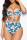 Blue Sexy Print Patchwork Off the Shoulder Plus Size Swimwear