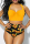 Yellow Sexy Vacation Print Bandage Backless Swimwears