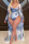 Blue Sexy Print Patchwork U Neck Plus Size Swimwear