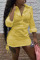 Yellow Fashion Sexy Regular Sleeve Long Sleeve Turndown Collar Shirt Dress Mini Solid Dresses