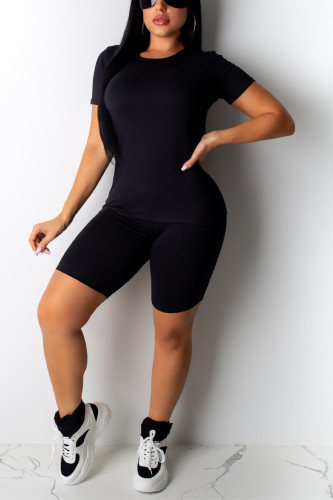Black Casual Fashion Pure Two-Piece Suit